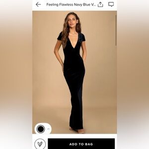 Lulus Feeling Flawless Navy Blue Velvet V-neck Maxi Dress - Size M